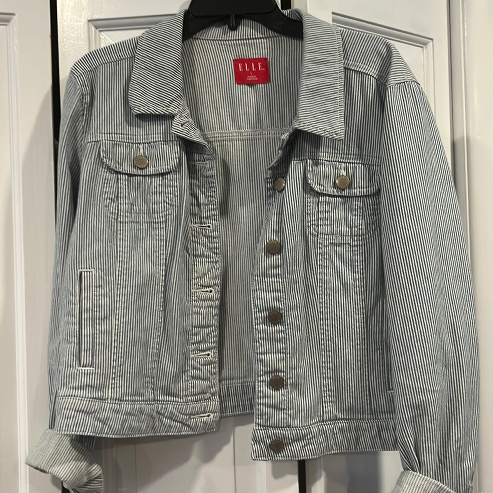Elle pinstripe jean jacket L